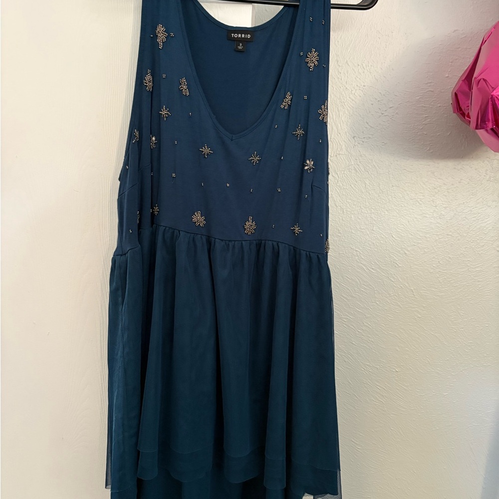 Torrid Teal Embellished Top